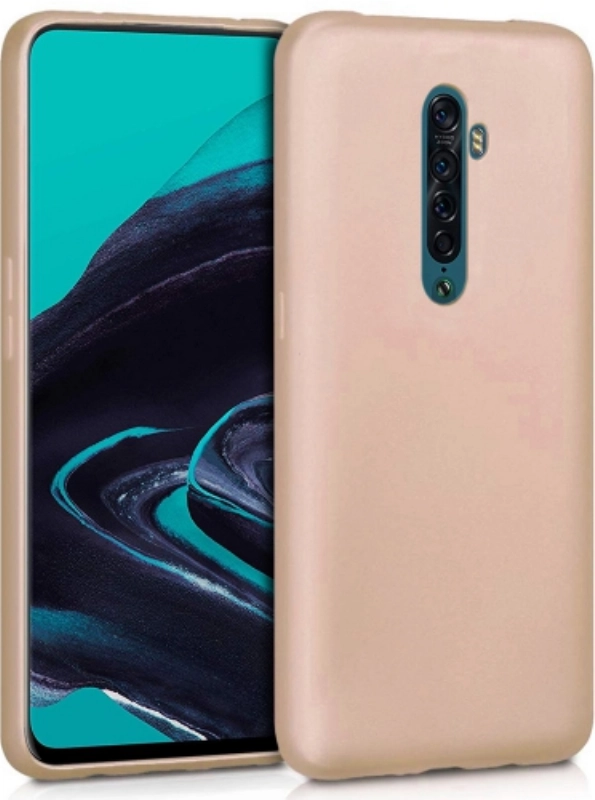 Oppo Reno 2 Kılıf İnce Soft Mat Renkli Esnek Silikon Kapak - Gold