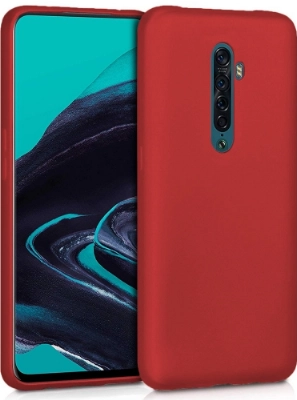 Oppo Reno 2 Kılıf İnce Soft Mat Renkli Esnek Silikon Kapak - Kırmızı