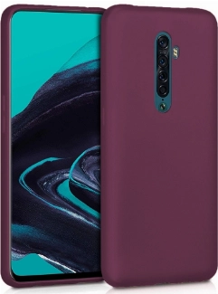 Oppo Reno 2 Kılıf İnce Soft Mat Renkli Esnek Silikon Kapak - Mürdüm