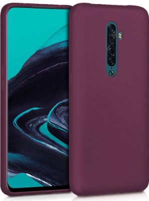 Oppo Reno 2 Kılıf İnce Soft Mat Renkli Esnek Silikon Kapak - Mürdüm