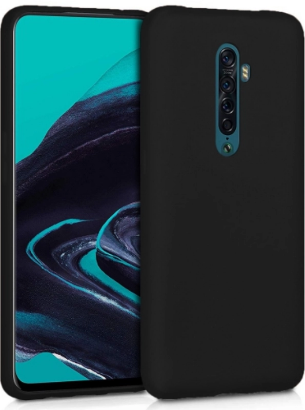 Oppo Reno 2 Kılıf İnce Soft Mat Renkli Esnek Silikon Kapak - Siyah