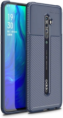 Oppo Reno 2 Kılıf Silikon Parmak İzi Bırakmayan Karbon Soft Negro Kapak - Lacivert