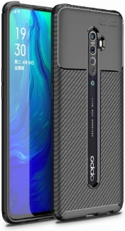 Oppo Reno 2 Kılıf Silikon Parmak İzi Bırakmayan Karbon Soft Negro Kapak - Siyah