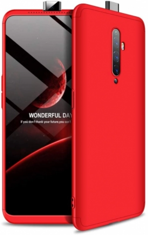 Oppo Reno 2z Kılıf 3 Parçalı 360 Tam Korumalı Rubber AYS Kapak  - Kırmızı