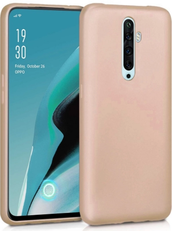 Oppo Reno 2z Kılıf İnce Soft Mat Renkli Esnek Silikon Kapak - Gold