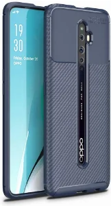 Oppo Reno 2z Kılıf Karbon Serisi Mat Fiber Silikon Negro Kapak - Lacivert