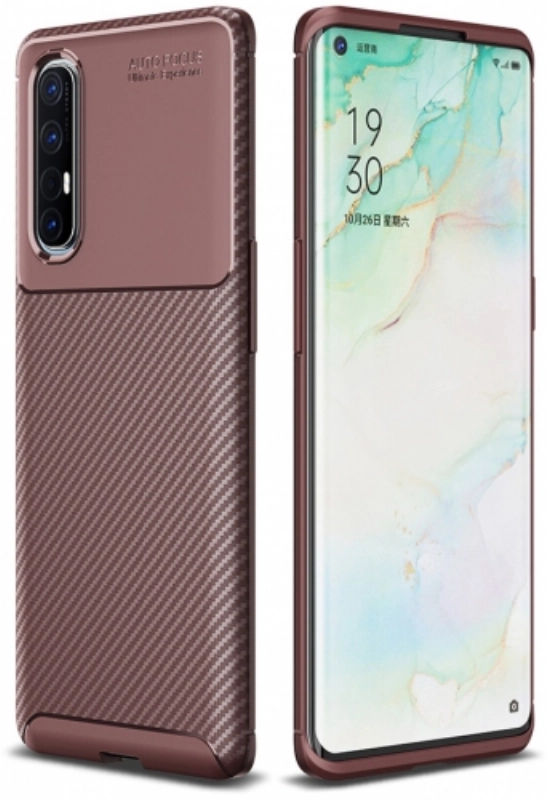 Oppo Reno 3 Pro Kılıf Silikon Parmak İzi Bırakmayan Karbon Soft Negro Kapak - Kahve