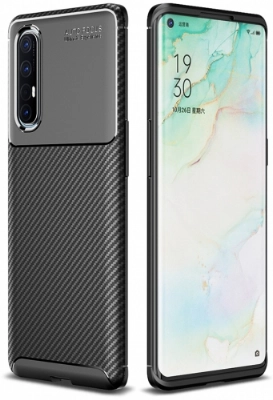 Oppo Reno 3 Pro Kılıf Silikon Parmak İzi Bırakmayan Karbon Soft Negro Kapak - Siyah