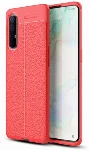 Oppo Reno 3 Pro Kılıf Deri Görünümlü Parmak İzi Bırakmaz Niss Silikon - Kırmızı