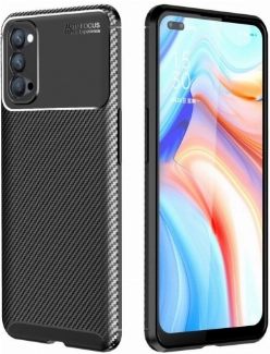 Oppo Reno 4 Kılıf Silikon Parmak İzi Bırakmayan Karbon Soft Negro Kapak - Siyah