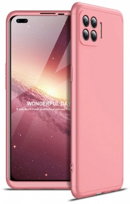 Oppo Reno 4 Lite Kılıf 3 Parçalı 360 Tam Korumalı Rubber AYS Kapak - Rose Gold