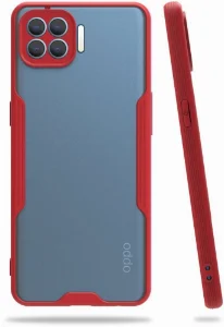 Oppo Reno 4 Lite Kılıf Kamera Lens Korumalı Arkası Şeffaf Silikon Kapak - Kırmızı