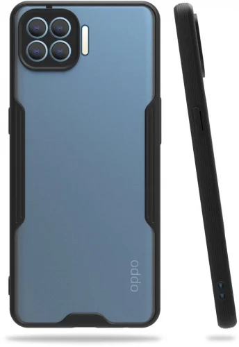 Oppo Reno 4 Lite Kılıf Kamera Lens Korumalı Arkası Şeffaf Silikon Kapak - Siyah