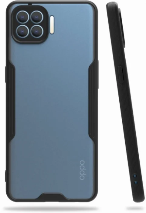 Oppo Reno 4 Lite Kılıf Kamera Lens Korumalı Arkası Şeffaf Silikon Kapak - Siyah