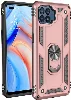 Oppo Reno 4 Lite Kılıf Silikon Zırhlı Standlı Yüzüklü Mıknatıslı Tank Kapak - Rose Gold