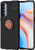 Oppo Reno 4 Pro Kılıf Renkli Silikon Yüzüklü Standlı Auto Focus Ravel Kapak - Rose Gold