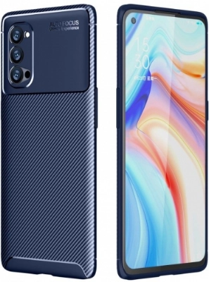 Oppo Reno 4 Pro Kılıf Silikon Parmak İzi Bırakmayan Karbon Soft Negro Kapak - Lacivert