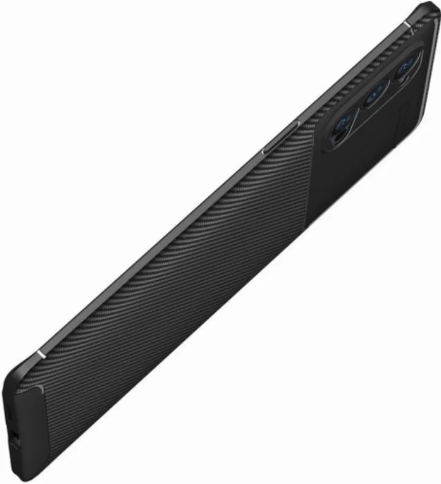 Oppo Reno 4 Pro Kılıf Karbon Serisi Mat Fiber Silikon Negro Kapak - Siyah
