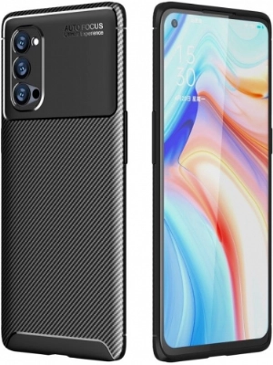 Oppo Reno 4 Pro Kılıf Silikon Parmak İzi Bırakmayan Karbon Soft Negro Kapak - Siyah