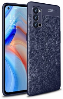 Oppo Reno 4 Pro Kılıf Deri Görünümlü Lüks Parmak İzi Bırakmaz Niss Silikon Kapak - Lacivert