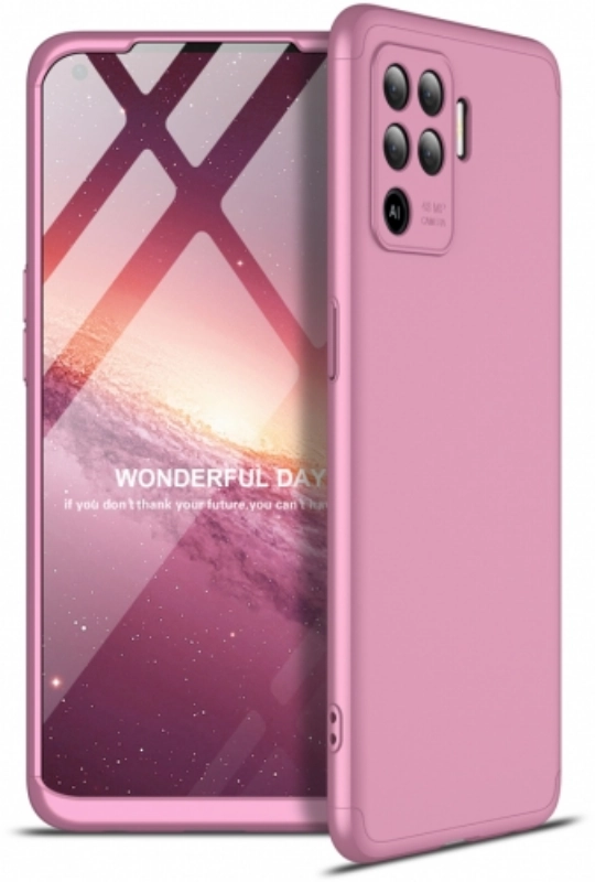 Oppo Reno 5 Lite Kılıf 3 Parçalı 360 Tam Korumalı Rubber AYS Kapak - Rose Gold