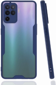 Oppo Reno 5 Lite Kılıf Renkli Silikon Kamera Lens Korumalı Şeffaf Parfe Kapak - Lacivert