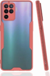 Oppo Reno 5 Lite Kılıf Renkli Silikon Kamera Lens Korumalı Şeffaf Parfe Kapak - Pembe