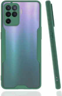 Oppo Reno 5 Lite Kılıf Renkli Silikon Kamera Lens Korumalı Şeffaf Parfe Kapak - Yeşil