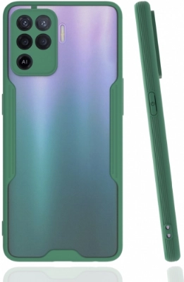 Oppo Reno 5 Lite Kılıf Renkli Silikon Kamera Lens Korumalı Şeffaf Parfe Kapak - Yeşil