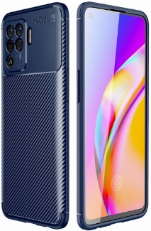 Oppo Reno 5 Lite Kılıf Silikon Parmak İzi Bırakmayan Karbon Soft Negro Kapak - Lacivert