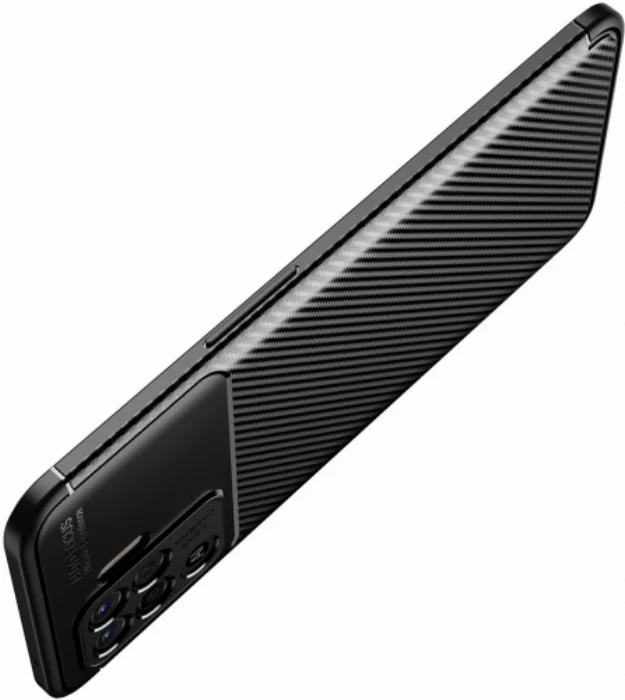 Oppo Reno 5 Lite Kılıf Karbon Serisi Mat Fiber Silikon Negro Kapak - Siyah