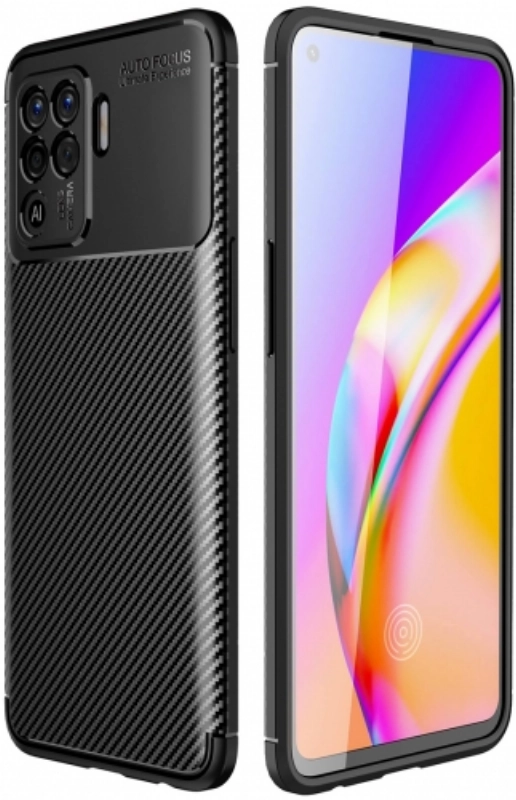 Oppo Reno 5 Lite Kılıf Silikon Parmak İzi Bırakmayan Karbon Soft Negro Kapak - Siyah