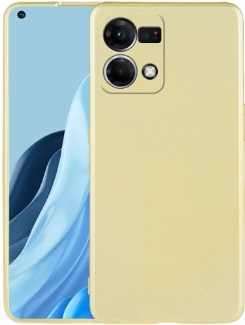 Oppo Reno 7 Kılıf İnce Soft Mat Renkli Esnek Silikon Kapak - Gold