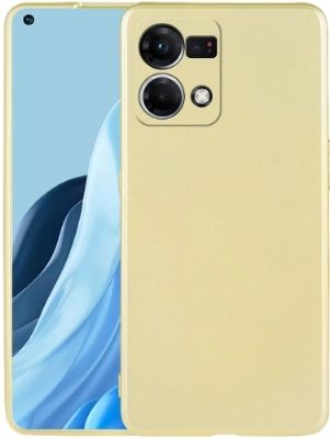 Oppo Reno 7 Kılıf İnce Soft Mat Renkli Esnek Silikon Kapak - Gold