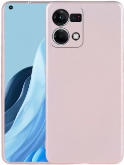 Oppo Reno 7 Kılıf İnce Soft Mat Renkli Esnek Silikon Kapak - Rose Gold