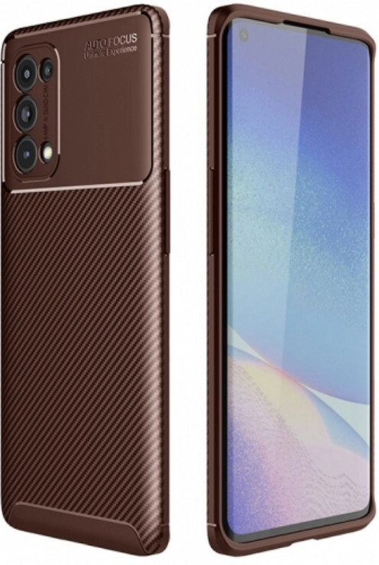 Oppo Reno 5 Kılıf Silikon Parmak İzi Bırakmayan Karbon Soft Negro Kapak - Kahve