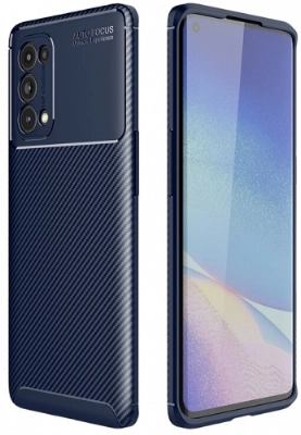 Oppo Reno 5 Kılıf Silikon Parmak İzi Bırakmayan Karbon Soft Negro Kapak - Lacivert