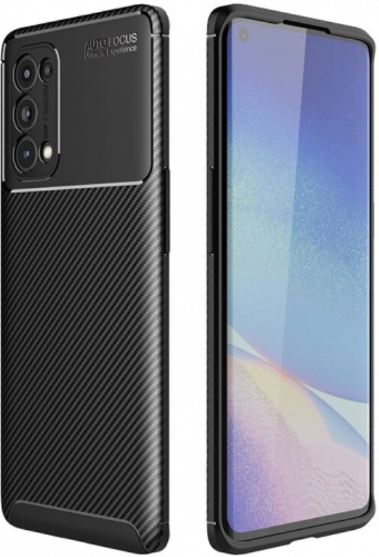 Oppo Reno 5 Kılıf Silikon Parmak İzi Bırakmayan Karbon Soft Negro Kapak - Siyah