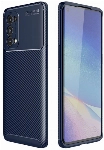 Oppo Reno 5 Pro Kılıf Silikon Parmak İzi Bırakmayan Karbon Soft Negro Kapak - Lacivert