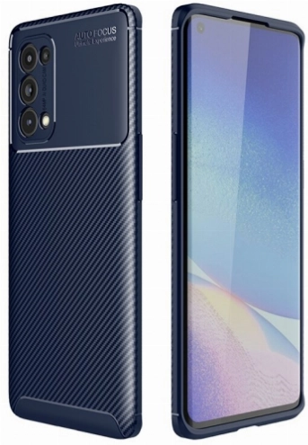 Oppo Reno 5 Pro Kılıf Silikon Parmak İzi Bırakmayan Karbon Soft Negro Kapak - Lacivert