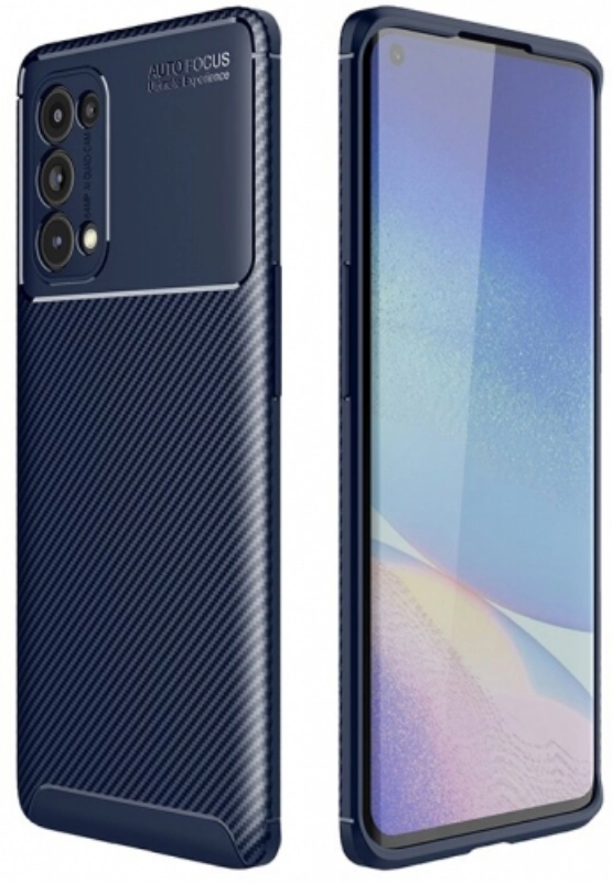 Oppo Reno 5 Pro Kılıf Silikon Parmak İzi Bırakmayan Karbon Soft Negro Kapak - Lacivert