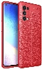 Oppo Reno 5 Pro Kılıf Deri Görünümlü Lüks Parmak İzi Bırakmaz Niss Silikon Kapak - Kırmızı