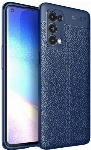 Oppo Reno 5 Pro Kılıf Deri Görünümlü Lüks Parmak İzi Bırakmaz Niss Silikon Kapak - Lacivert