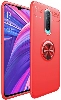 Oppo RX17 Pro Kılıf Renkli Silikon Yüzüklü Standlı Auto Focus Ravel Kapak - Kırmızı