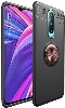 Oppo RX17 Pro Kılıf Renkli Silikon Yüzüklü Standlı Auto Focus Ravel Kapak - Rose Gold