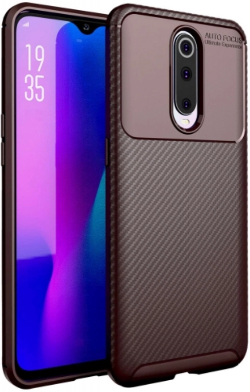 Oppo RX17 Pro Kılıf Silikon Parmak İzi Bırakmayan Karbon Soft Negro Kapak - Kahve