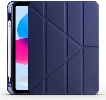 Apple iPad 10.9 2022 (10. Nesil) Tablet Kılıfı Standlı Tri Folding Kalemlikli Silikon Smart Cover - Kırmızı