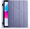 Apple iPad 10.9 2022 (10. Nesil) Tablet Kılıfı Standlı Tri Folding Kalemlikli Silikon Smart Cover - Mor