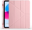 Apple iPad 10.9 2022 (10. Nesil) Tablet Kılıfı Standlı Tri Folding Kalemlikli Silikon Smart Cover - Pembe