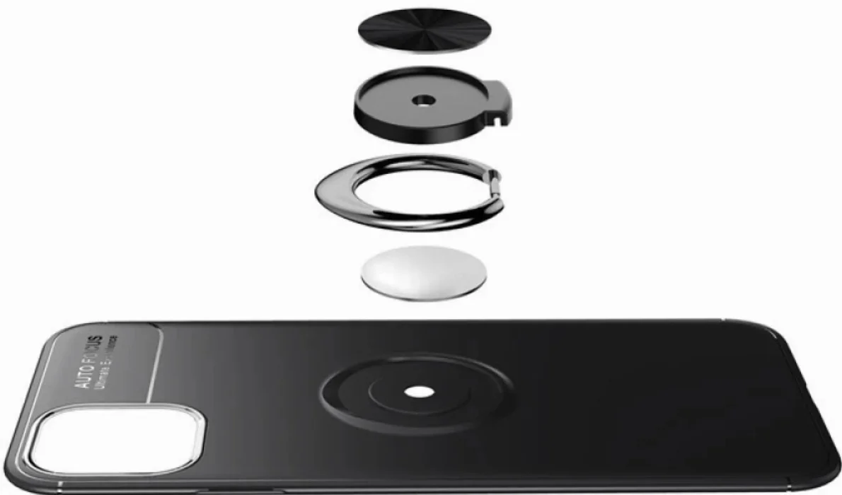 Apple iPhone 11 Kılıf Auto Focus Serisi Soft Premium Standlı Yüzüklü Kapak - Siyah